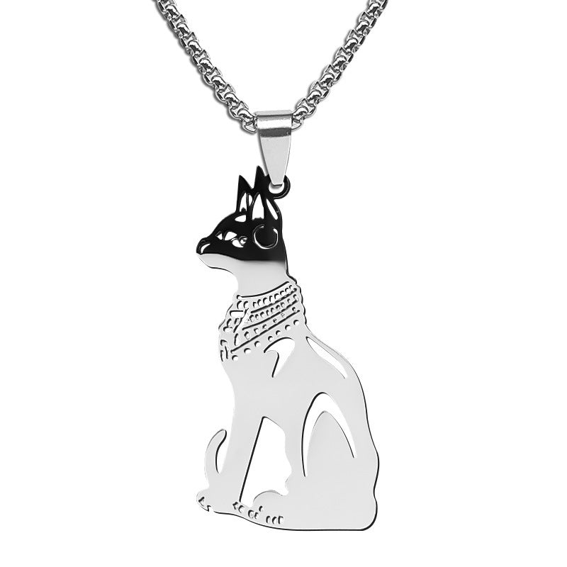 New Stainless Steel Animal Cat Ornament Necklace