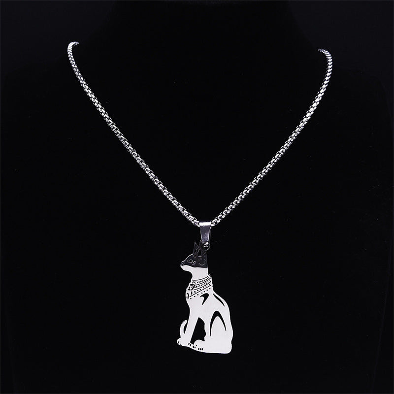 New Stainless Steel Animal Cat Ornament Necklace