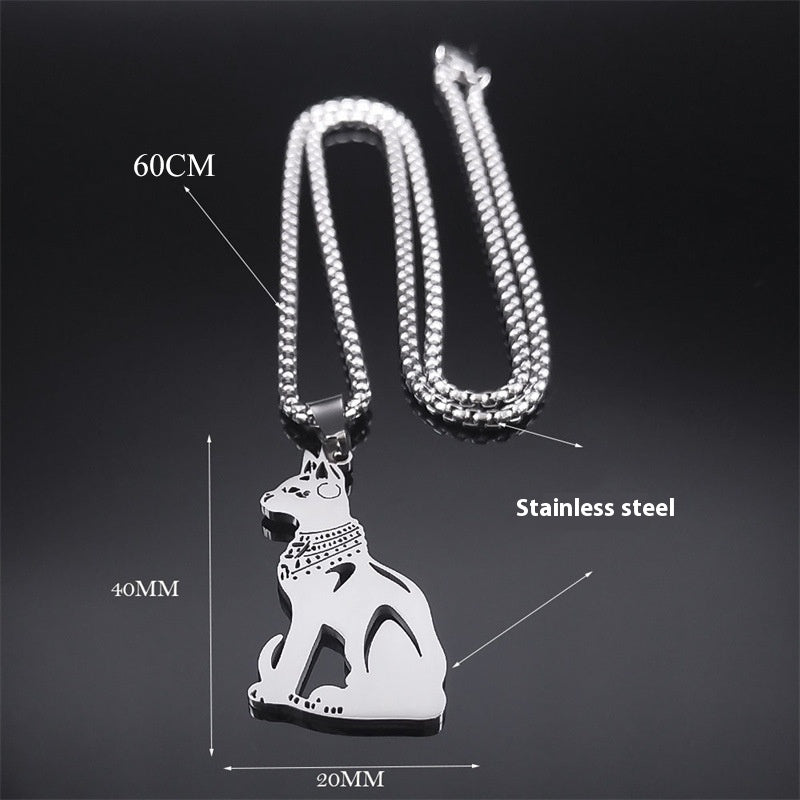 New Stainless Steel Animal Cat Ornament Necklace