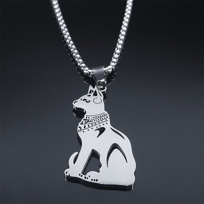 New Stainless Steel Animal Cat Ornament Necklace