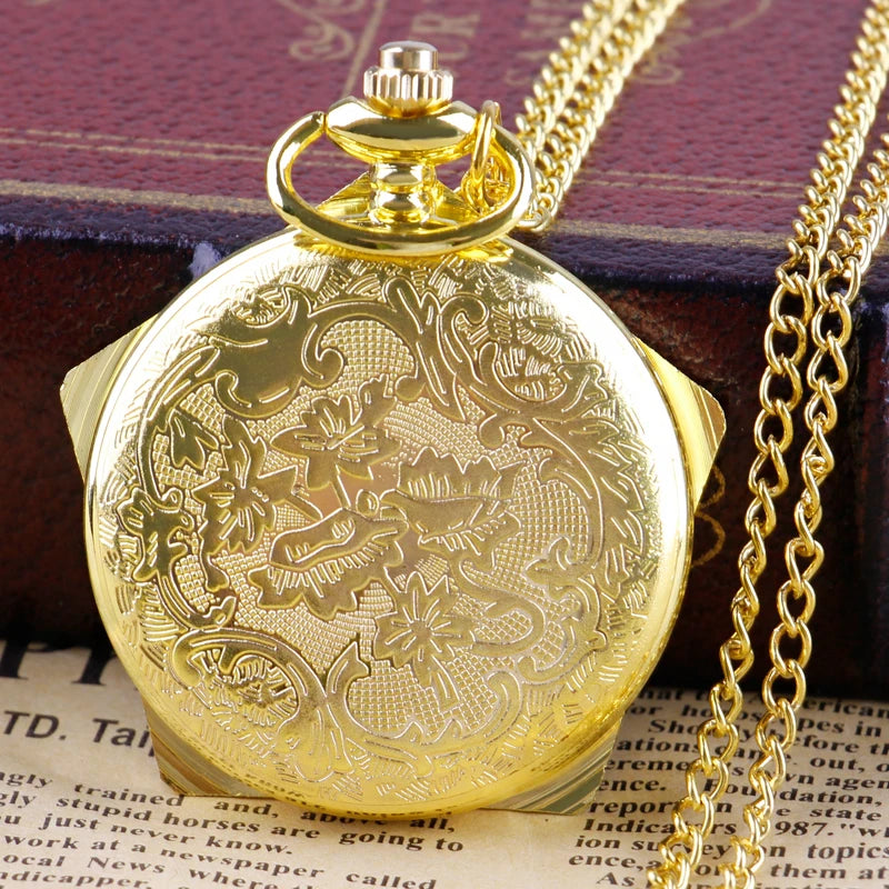 Top Brand Luxury Gold Quartz Pocket Watch Personalised Fashion Men Women Pocket Clock Pendant with Chain Gifts