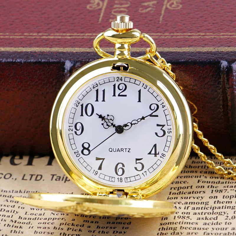 Top Brand Luxury Gold Quartz Pocket Watch Personalised Fashion Men Women Pocket Clock Pendant with Chain Gifts