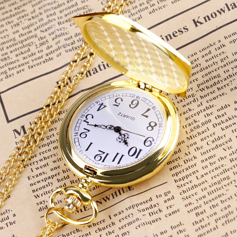 Top Brand Luxury Gold Quartz Pocket Watch Personalised Fashion Men Women Pocket Clock Pendant with Chain Gifts