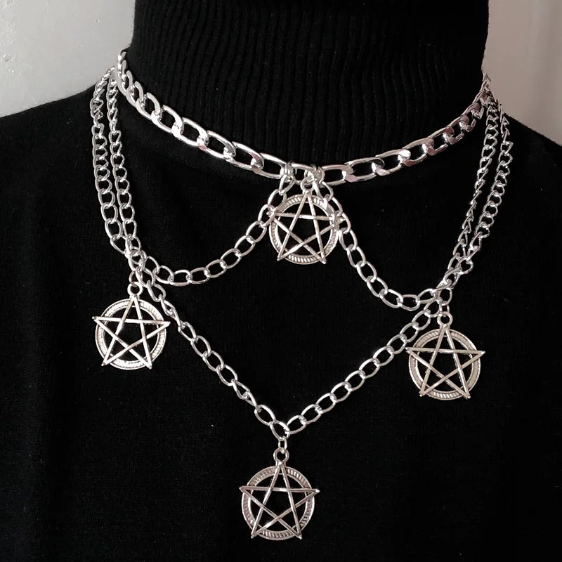 Goth Streetwear Necklaces Grunge Cross Pendants Women Men Neck Chain Indie Jewelry On The Neck 2021 E Girl Choker Aesthetic Kpop