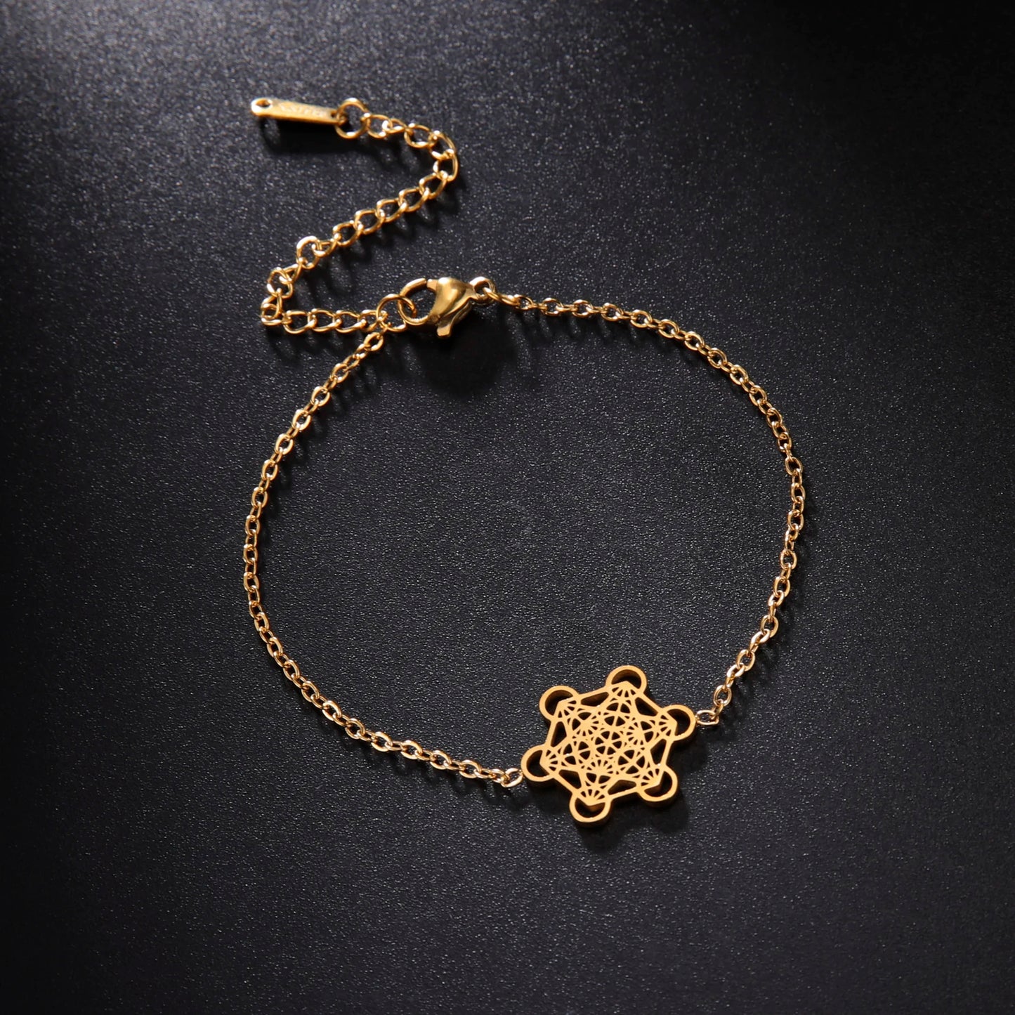 Skyrim Archangel Metatron Cube Bracelets Women Men Sacred Geometry Box Chain Bracelet Stainless Steel Amulet Religious Jewelry