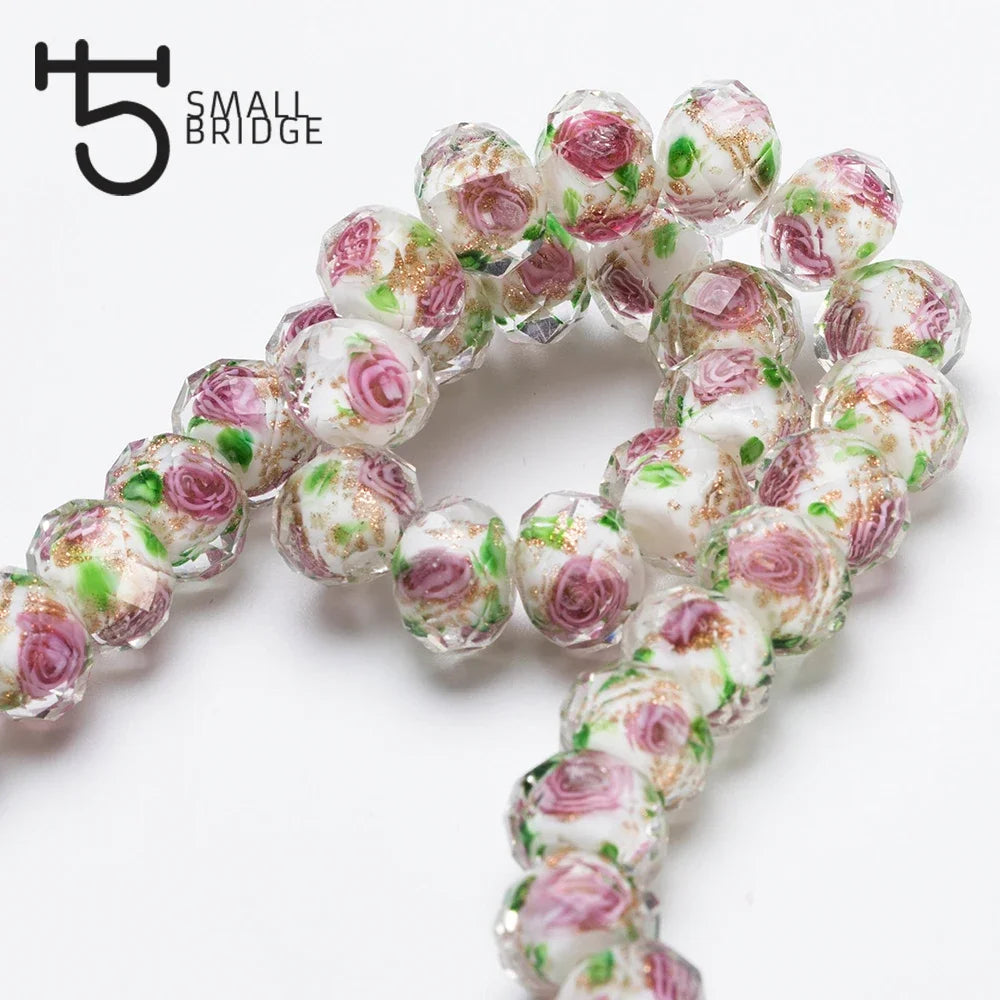 12mm Large Murano Transparent Glass Lampwork Beads for Jewelry Making Women Diy Bracelet Flower Rondelle Faceted Beads L002