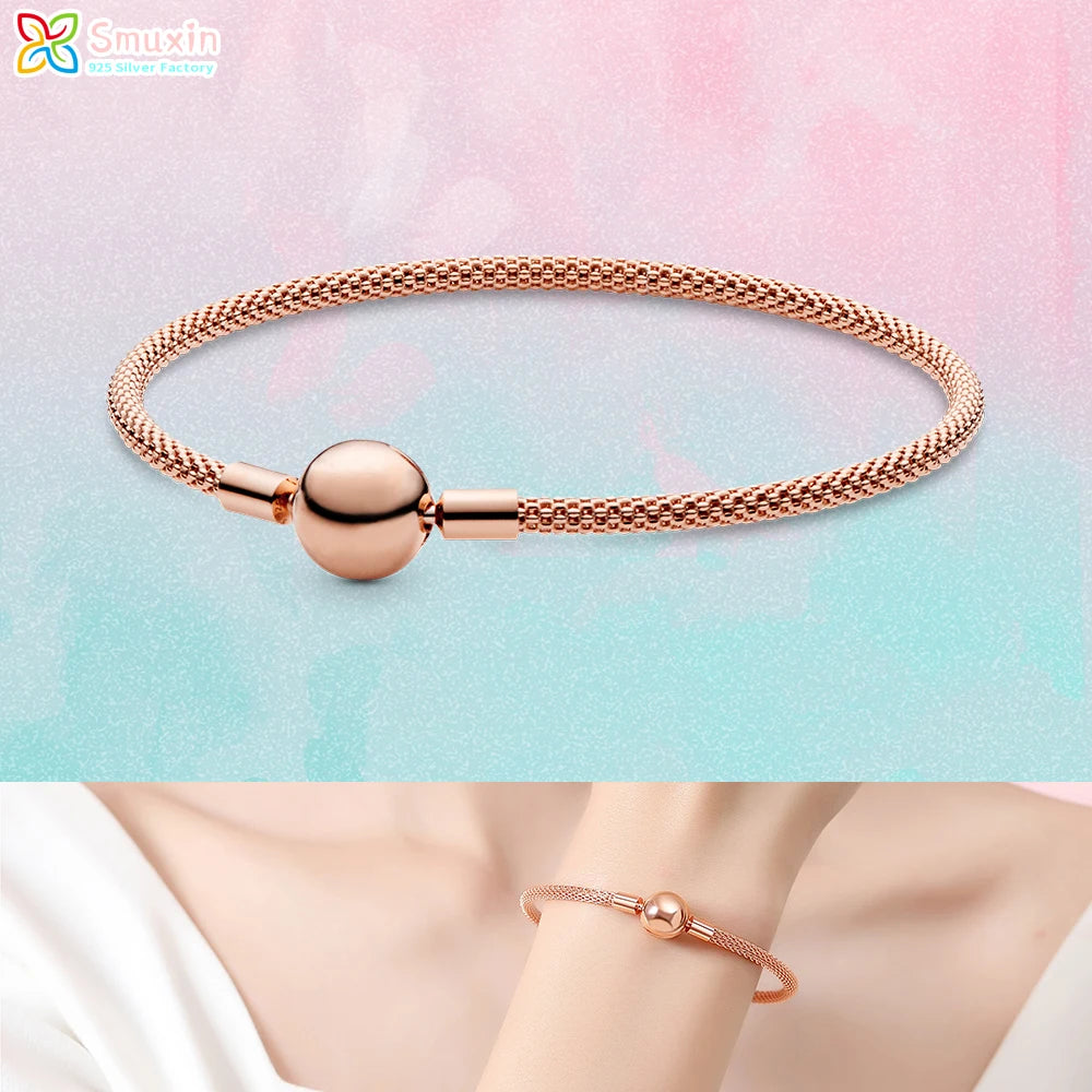 Smuxin 925 Silver Bracelets Disc Fan Crown Seashell T-Bar Multi Dreamcatcher Clasp Snake Chain Bracelets Friendship Heart Bangle