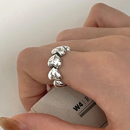 925 Sterling Silver Rings For Women Simple Minimalist Heart Open Finger Ring Fashion Band Female Bijoux Birthday Gift