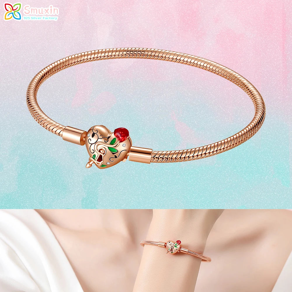 Smuxin 925 Silver Bracelets Disc Fan Crown Seashell T-Bar Multi Dreamcatcher Clasp Snake Chain Bracelets Friendship Heart Bangle