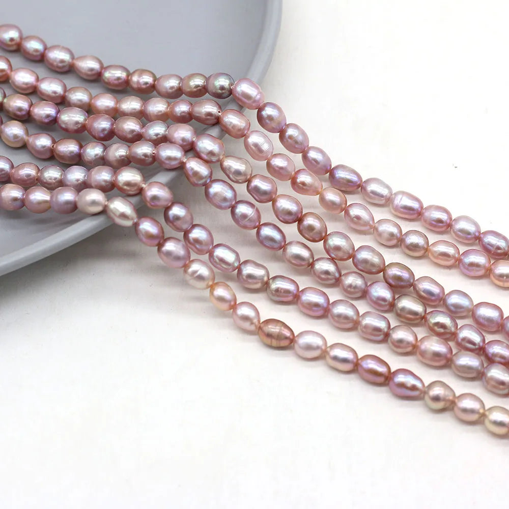 Natural 100% Freshwater Pearl Bead Rice Shape Punched Pearl Loose Beaded for Making DIY Jewerly Necklace Bracelet 5-6mm