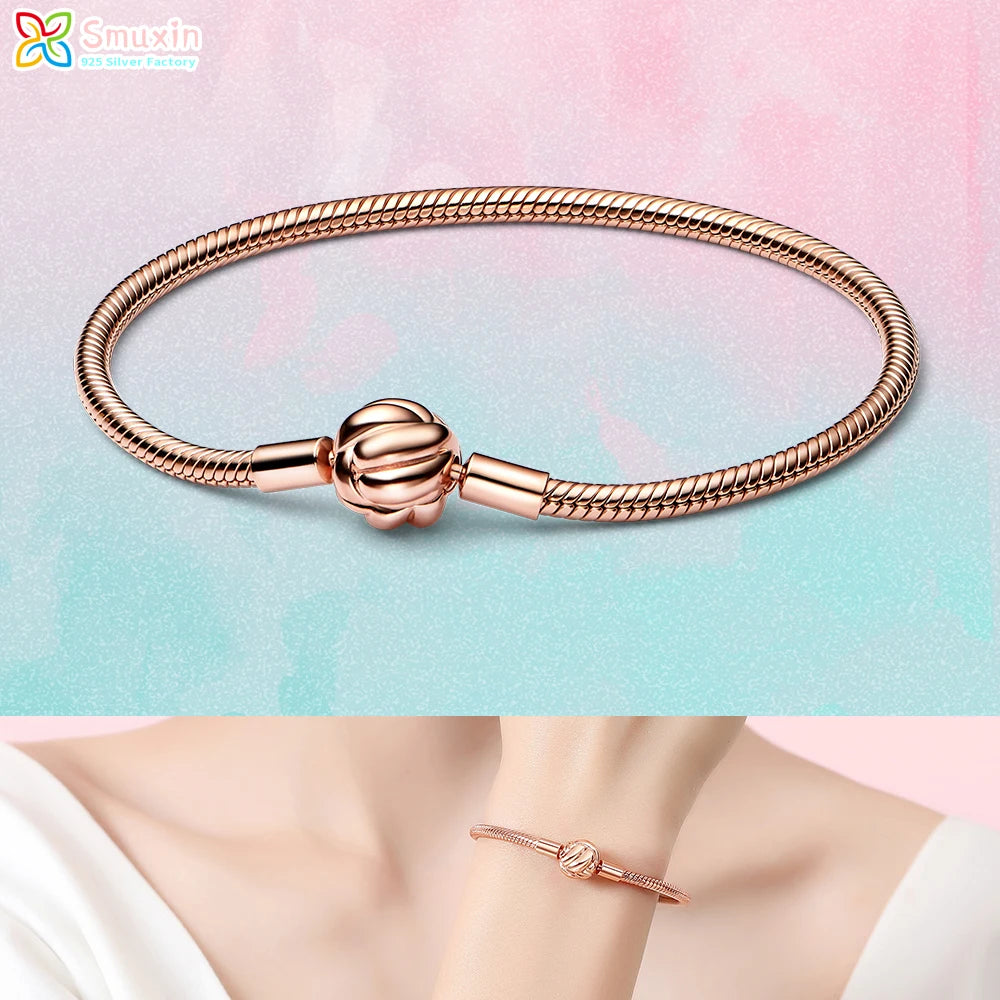 Smuxin 925 Silver Bracelets Disc Fan Crown Seashell T-Bar Multi Dreamcatcher Clasp Snake Chain Bracelets Friendship Heart Bangle