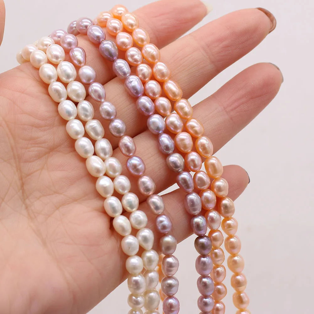 Natural 100% Freshwater Pearl Bead Rice Shape Punched Pearl Loose Beaded for Making DIY Jewerly Necklace Bracelet 5-6mm