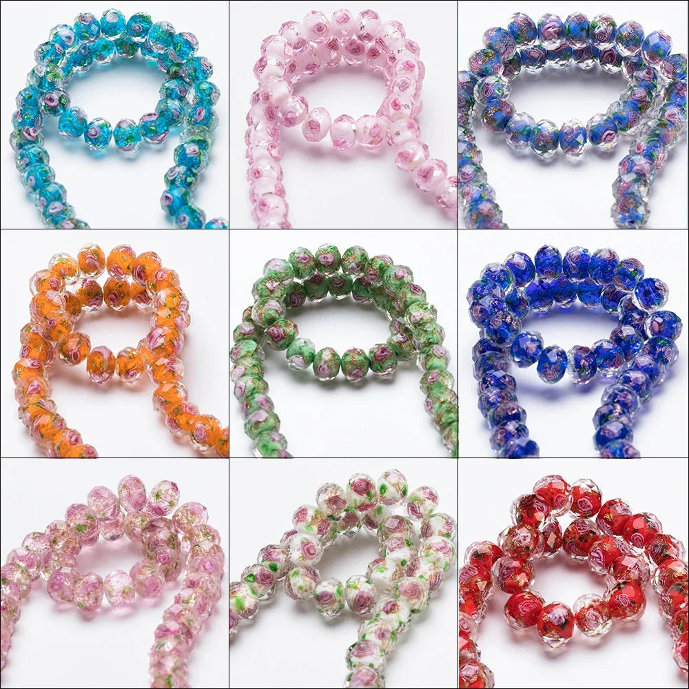 12mm Large Murano Transparent Glass Lampwork Beads for Jewelry Making Women Diy Bracelet Flower Rondelle Faceted Beads L002