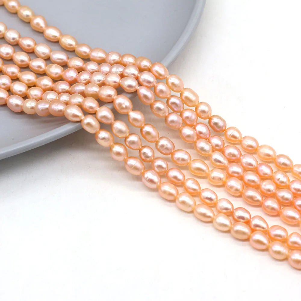 Natural 100% Freshwater Pearl Bead Rice Shape Punched Pearl Loose Beaded for Making DIY Jewerly Necklace Bracelet 5-6mm