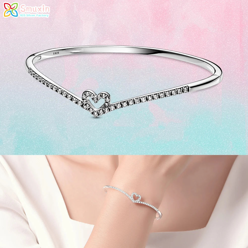 Smuxin 925 Silver Bracelets Disc Fan Crown Seashell T-Bar Multi Dreamcatcher Clasp Snake Chain Bracelets Friendship Heart Bangle