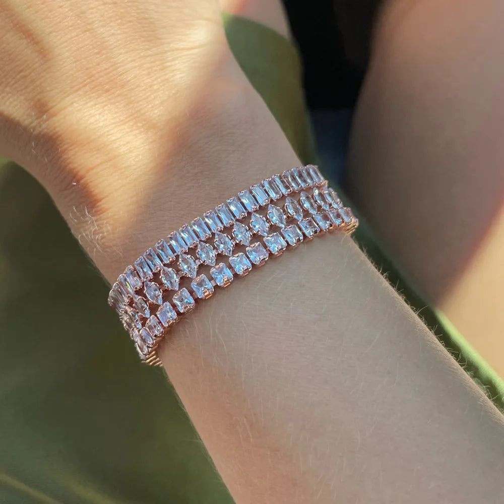 Adjustable Various Size Tennis Bracelet For Women Geometric Clear Zircon Wedding Party Jewellry Drop Shipping Items 2024 DZH007