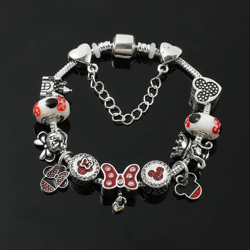 Disney Mickey Minnie Charm Bracelet Star Wars Doctor Strange Frozen Crystal Bead Bracelet for Women Girl Marvel Jewelry Gift